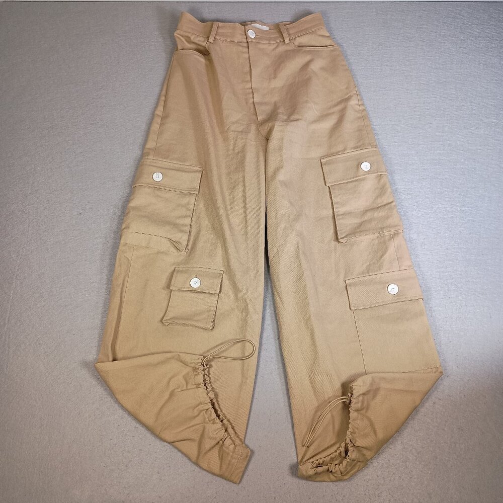 The Frankie Shop Wide Leg Cargo Pants in Tan